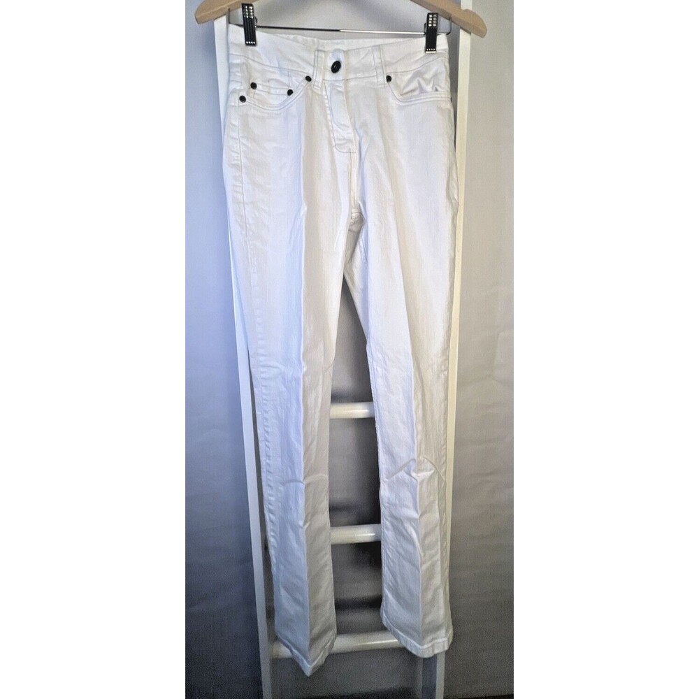 Blue Motion Jeans Womens 36 White Straight Denim Pant Stretch 5 Pocket Women's 6